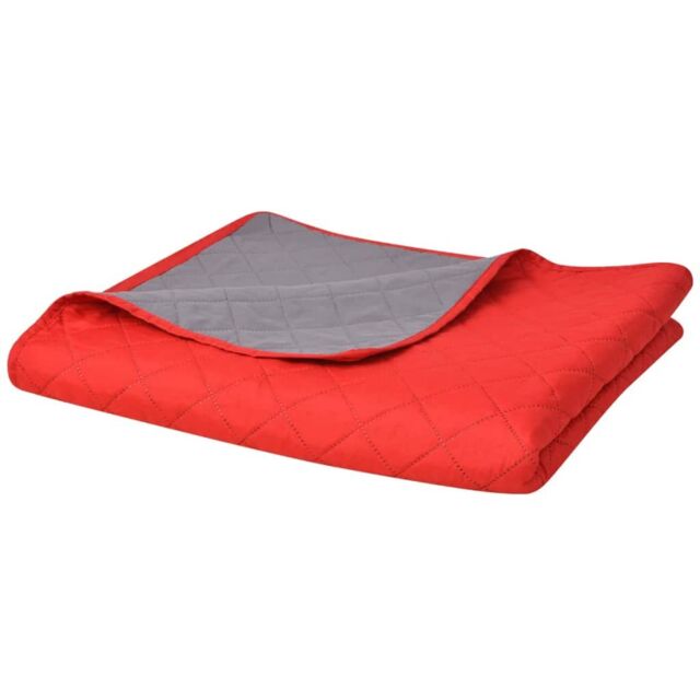 Berkfield Home Double-sided Quilted Bedspread Red & Grey 220x240 cm - image 1