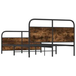 Berkfield Home Metal Bed Frame without Mattress Smoked Oak 140x200 cm in Brown - thumbnail 7