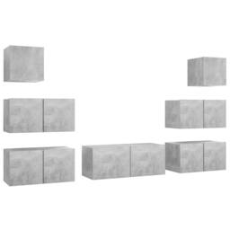 Berkfield Home Modern 7 Piece TV Cabinet Set Concrete Grey Engineered Wood - thumbnail 3