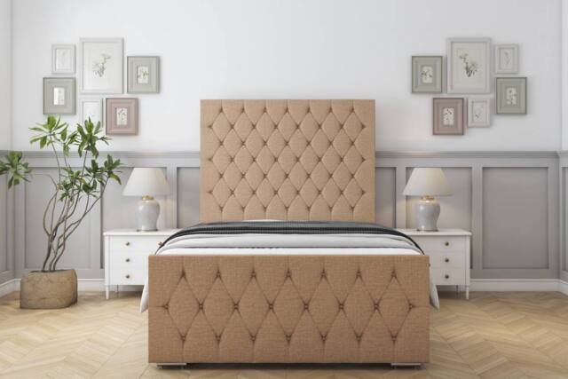"Sloomy Watson Dumfries Frame-Mattress - 50"" Upholstered Headboard in Light Brown - Size: Small Single" - image 1