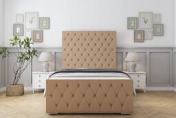 "Sloomy Watson Dumfries Frame-Mattress - 50"" Upholstered Headboard in Light Brown - Size: Small Single" - thumbnail 1