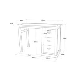 Cabinet Bits Tropea 3 Drawer Dressing Table Set Chrome Cup Handle in Off-White - thumbnail 6