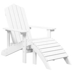 Berkfield Home Elegant Garden Adirondack Chairs 2 pcs with Footstools HDPE White - thumbnail 1