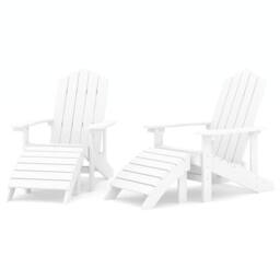 Berkfield Home Elegant Garden Adirondack Chairs 2 pcs with Footstools HDPE White - thumbnail 3