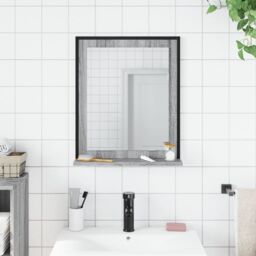 Berkfield Home Bathroom Mirror with Shelf Grey Sonoma 50x12x60 cm Engineered Wood - Size: 50 x 12 x 60 cm - thumbnail 3