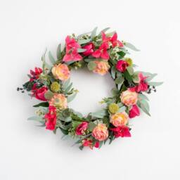 Scottish Everlastings Ltd 45cm Bougainvillea & Eucalyptus Wreath in Pink - thumbnail 3