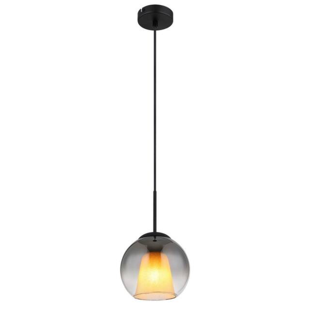 Netlighting Barry 20cm Dome Pendant Matt Black Ball Smoke Glass Shade 1x E27 - image 1