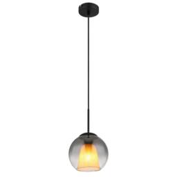 Netlighting Barry 20cm Dome Pendant Matt Black Ball Smoke Glass Shade 1x E27 - thumbnail 1