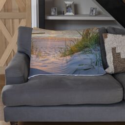 Benjamin Tate Design Sunset at the Baltic Sea Beach Designer Blanket in Natural - Size: 120 cm x 150 cm - thumbnail 2