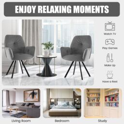 Costway 2 PCS Swivel Accent Arm Chairs with Metal Legs in Grey - thumbnail 5
