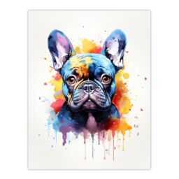 "Artery8 Wall Art Print French Bulldog Lovers Gift Watercolour Pet Portrait Painting Artwork Poster - Size: W18"" x H24""" - thumbnail 1