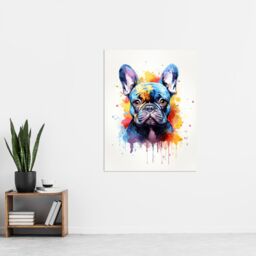 "Artery8 Wall Art Print French Bulldog Lovers Gift Watercolour Pet Portrait Painting Artwork Poster - Size: W18"" x H24""" - thumbnail 4