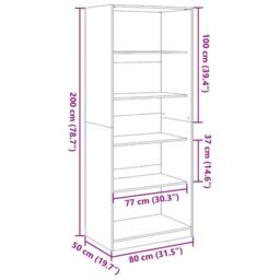 Berkfield Home Wardrobe Sonoma Oak 80x50x200 cm Engineered Wood in Light Tan - Size: 80 x 50 x 200 cm - thumbnail 9