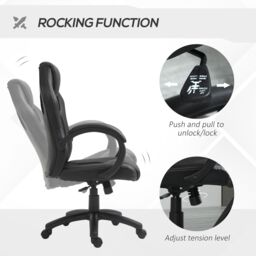 VINSETTO Racing Gaming Chair Swivel Home Office Gamer Chair with Wheels in Black - thumbnail 5