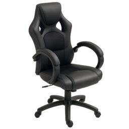VINSETTO Racing Gaming Chair Swivel Home Office Gamer Chair with Wheels in Black - thumbnail 2