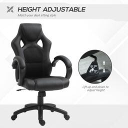 VINSETTO Racing Gaming Chair Swivel Home Office Gamer Chair with Wheels in Black - thumbnail 4