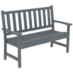 OUTSUNNY 2 Seater Plastic Garden Bench, Outdoor Patio Furniture, Grey - thumbnail 2
