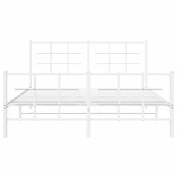 Berkfield Home Metal Bed Frame without Mattress with Footboard White 150x200cm - Size: 150x200 cm - thumbnail 5