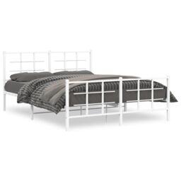 Berkfield Home Metal Bed Frame without Mattress with Footboard White 150x200cm - Size: 150x200 cm - thumbnail 2