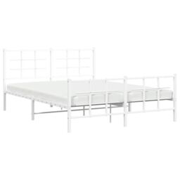 Berkfield Home Metal Bed Frame without Mattress with Footboard White 150x200cm - Size: 150x200 cm - thumbnail 4