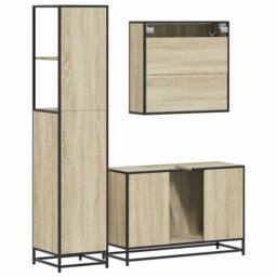 Berkfield Home 3 Piece Bathroom Furniture Set Sonoma Oak Engineered Wood in Brown - thumbnail 7