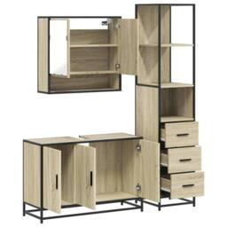 Berkfield Home 3 Piece Bathroom Furniture Set Sonoma Oak Engineered Wood in Brown - thumbnail 8