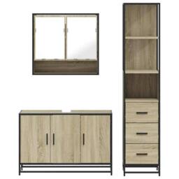 Berkfield Home 3 Piece Bathroom Furniture Set Sonoma Oak Engineered Wood in Brown - thumbnail 5