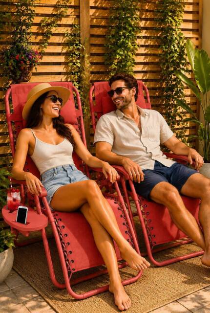 Neo Zero Gravity Recliner Garden Sun Loungers in Coral - image 1