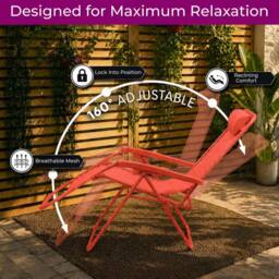 Neo Zero Gravity Recliner Garden Sun Loungers in Coral - thumbnail 3