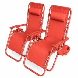 Neo Zero Gravity Recliner Garden Sun Loungers in Coral - thumbnail 8