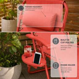 Neo Zero Gravity Recliner Garden Sun Loungers in Coral - thumbnail 5