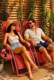 Neo Zero Gravity Recliner Garden Sun Loungers in Coral - thumbnail 1