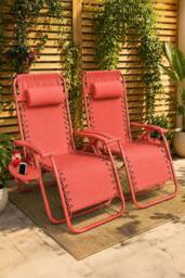 Neo Zero Gravity Recliner Garden Sun Loungers in Coral - thumbnail 2