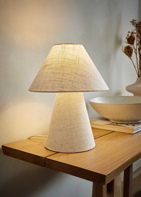ValueLights Gigi Natural Linen Full Fabric Tapered Lamp Shade Table Lamp with Bulb - image 1
