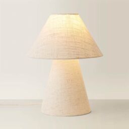 ValueLights Gigi Natural Linen Full Fabric Tapered Lamp Shade Table Lamp with Bulb - thumbnail 3