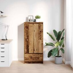 Berkfield Home Cabinet with Drawer Old Wood 55.5x34x119.5 cm Engineered Wood in Brown - thumbnail 3