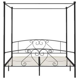 Berkfield Home Canopy Bed Frame Black Metal 6FT Super King - thumbnail 3