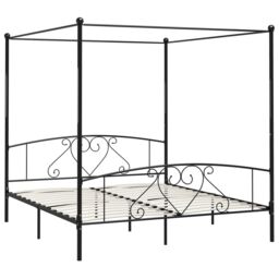 Berkfield Home Canopy Bed Frame Black Metal 6FT Super King - thumbnail 2