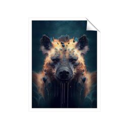 "Warren Reed - Designer Hyena Face Splashart Dark Background Unframed Art Print - Size: W16"" x H24""" - thumbnail 1