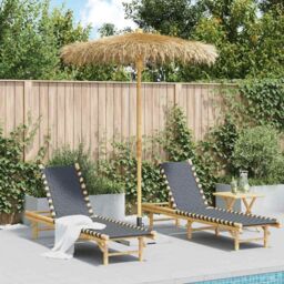 Berkfield Home Tiki Umbrella with Banana Leaf Canopy 180 cm Bamboo - thumbnail 1