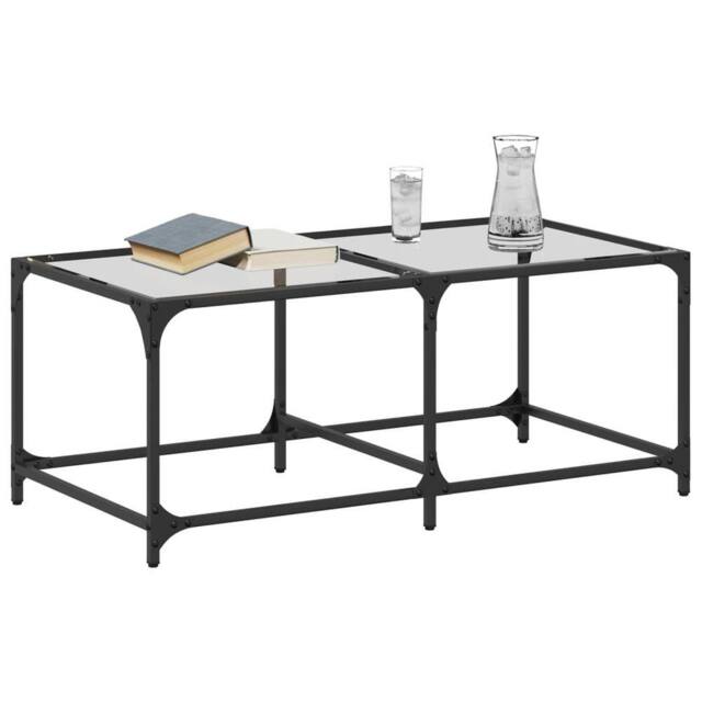 Berkfield Home Modern Coffee Table with Transparent Glass Top 98.5x50x40 cm Steel - image 1
