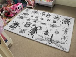 Benjamin Tate Design Fleas Many Species In Vintage Old Hand Drawn Style Designer Rug in Natural - Size: Large - thumbnail 2