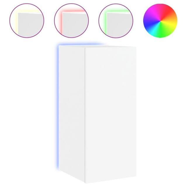 Berkfield Home TV Wall Cabinet with LED Lights White 30.5x35x70 cm - image 1