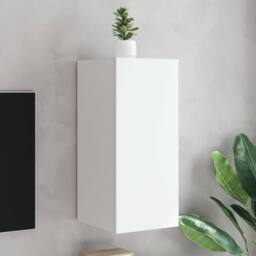 Berkfield Home TV Wall Cabinet with LED Lights White 30.5x35x70 cm - thumbnail 2