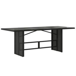 Berkfield Home Garden Table with Glass Top Black 190x80x75 cm Poly Rattan - Size: 190 x 80 x 75 cm - thumbnail 6