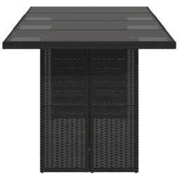 Berkfield Home Garden Table with Glass Top Black 190x80x75 cm Poly Rattan - Size: 190 x 80 x 75 cm - thumbnail 5