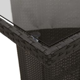 Berkfield Home Garden Table with Glass Top Black 190x80x75 cm Poly Rattan - Size: 190 x 80 x 75 cm - thumbnail 8
