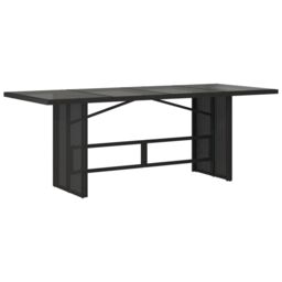 Berkfield Home Garden Table with Glass Top Black 190x80x75 cm Poly Rattan - Size: 190 x 80 x 75 cm - thumbnail 2