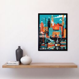 "Artery8 Wall Art Print Liverpool Royal Albert Dock Waterfront Cityscape Art Framed in Black - Size: W12"" x H16""" - thumbnail 2