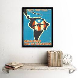 "Artery8 Determination Latin America Cuba Revolution 12x16"" Framed Art Print in Blue - Size: W12"" x H16""" - thumbnail 2